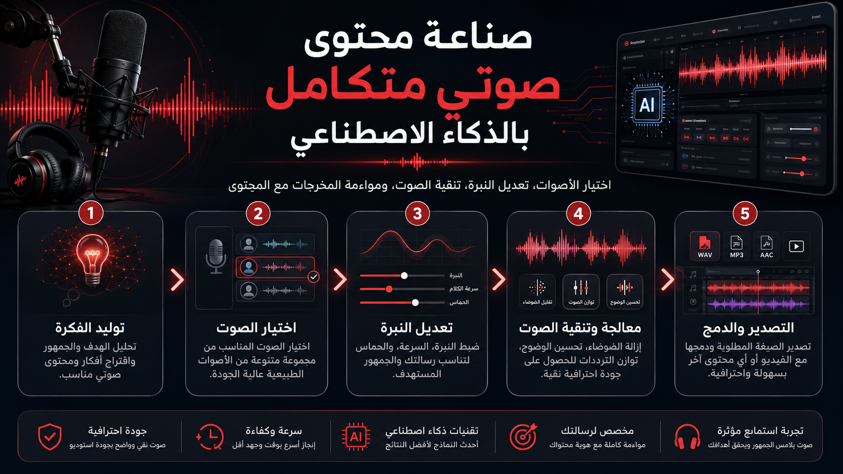 صناعة محتوى صوتي بإحترافية عالية