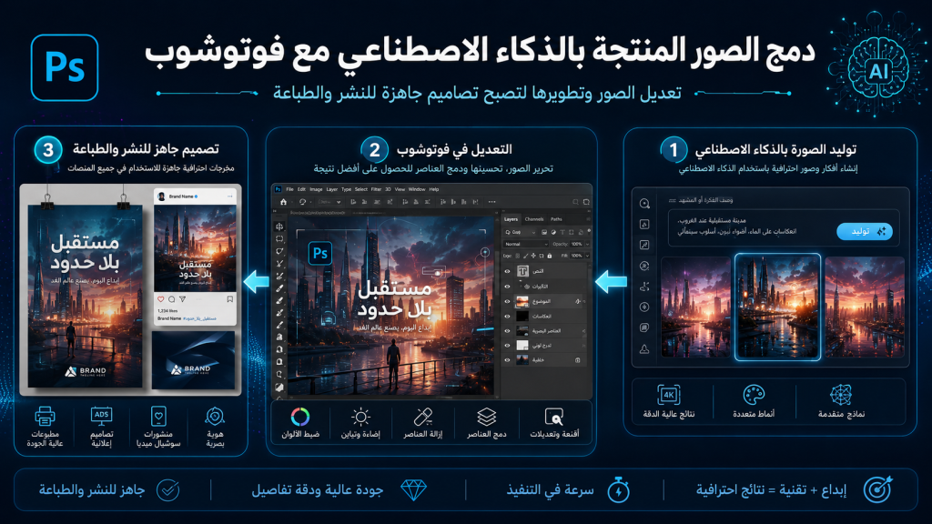 دمج الصور المنتجة بالذكاء الاصطناعي مع فوتوشوب