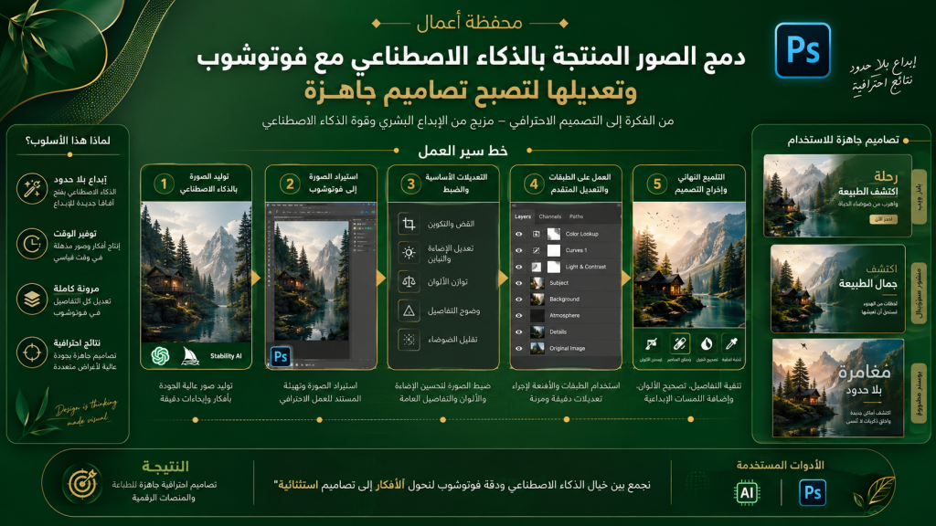 دمج الصور المنتجة بالذكاء الاصطناعي مع فوتوشوب